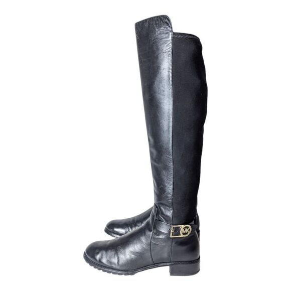 MICHAEL KORS Byrce Black Panel Leather Over The Knee Boot Size 8.5M - Picture 3 of 16